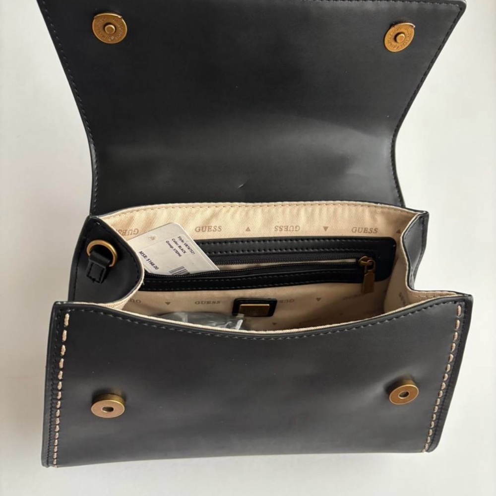 Guess Black and Gold Satchel with Structured Design - Picture 3 of 5